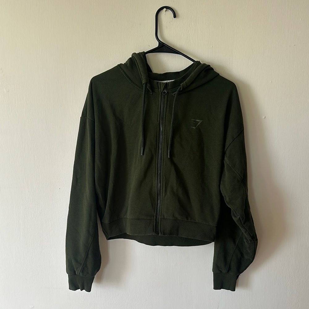 Gymshark Green Relaxed Cropped Hoodie